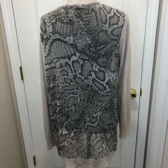 89th & Madison open front cardigan sweater with sheer snake skin print x large - Picture 7 of 9